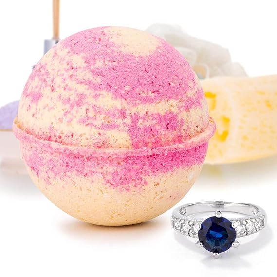 Bauble Bomb's Tropical Grapefruit Jewelry Surprise Bath Bomb Deluxe X Large 9 oz Fizzies Made in USA, Cruelty Free! Ring Size 08