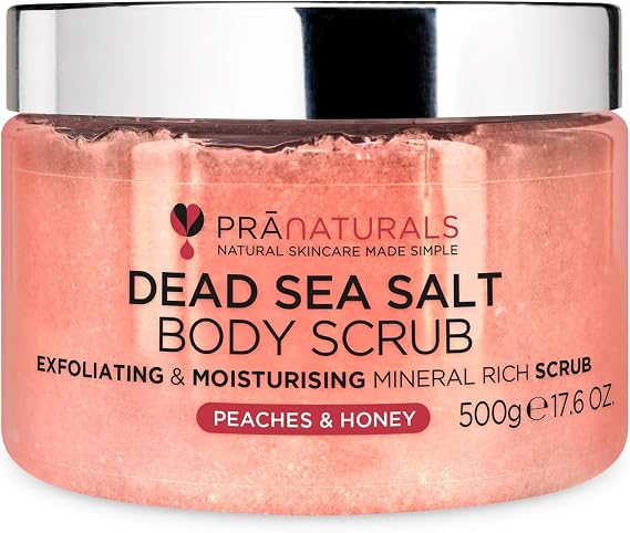 PraNaturals Dead Sea Salt Body Scrub 500G – Peaches & Honey