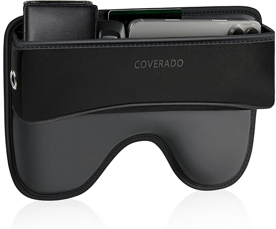 Coverado Universal Car Seat Gap Filler Organizer, Premium Suede Leather Car Seat Side Gap Filler, Seat Gap Storage Box for Suv Truck, Car Interior Accessories, Black-1pc
