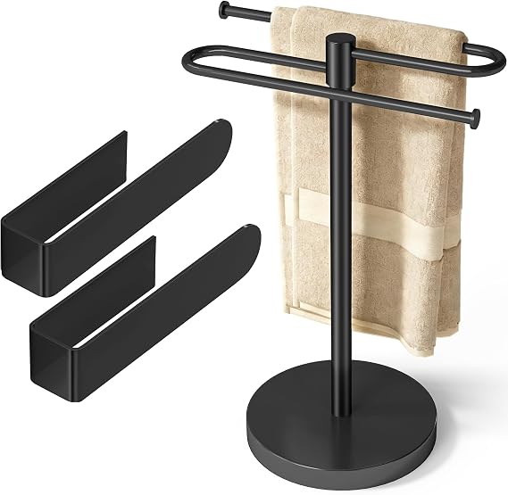 Weighted Base Hand Towel Holder Stand and 8 inch Self Adhesive Hand Towel Holder