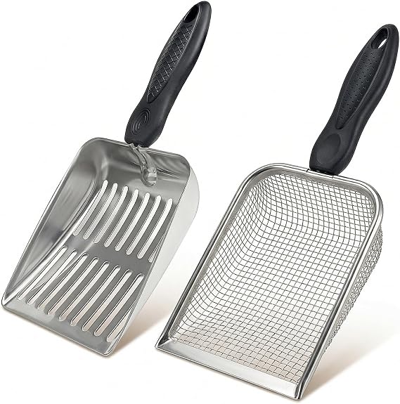 2Pcs Stainless Steel Cat Litter Scoopers,Cat Poop Scoopers,cat litter scoop