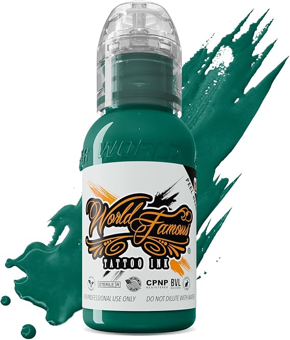 World Famous Green Tattoo Ink, Vegan and Professional Ink, Made in USA, Arsenic Green, 1 oz