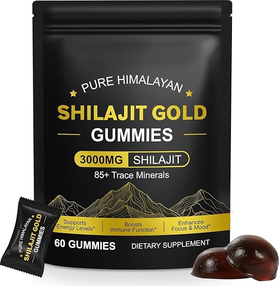 Shilajit Gummies for Men & Women, Himalayan Gold Shilajit Gummies Energy Boost & Immune Support - 60 Gummies