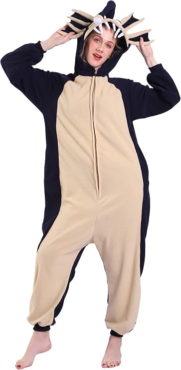 DarkCom Unisex Adult Costume Blue Angler Fish Onesie Sleepwear Pajamas | One Piece, Animal Onesie for Women Men, Cosplay, Halloween, Christmas