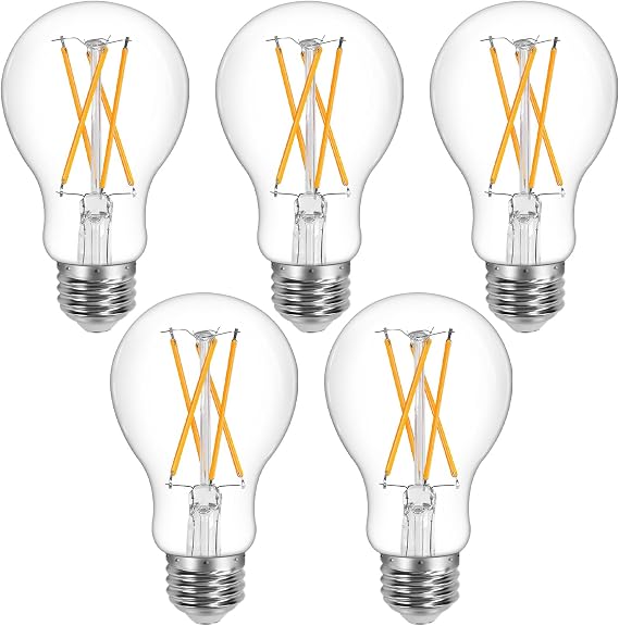 Lepro A19 E26 Vintage Dimmable Filament LED Bulb 8W 800LM Warm White 5 Pack