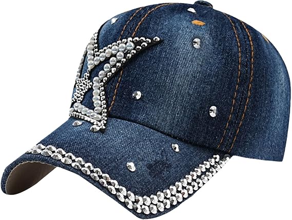 Betadog Women Vintage Cotton Washed Baseball Caps Adjustable Baseball Hat Washed American Flag Baseball Cap (Navy, One Size)