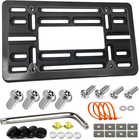 BGGTMO Front License Plate Mounting Kit, Front Bracket Holder & Black Frame