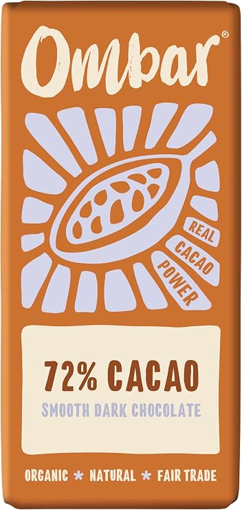 Ombar Vegan Chocolate, 72% Cacao Organic Dark Chocolate 70 g Fairtrade All Natural Ingredients