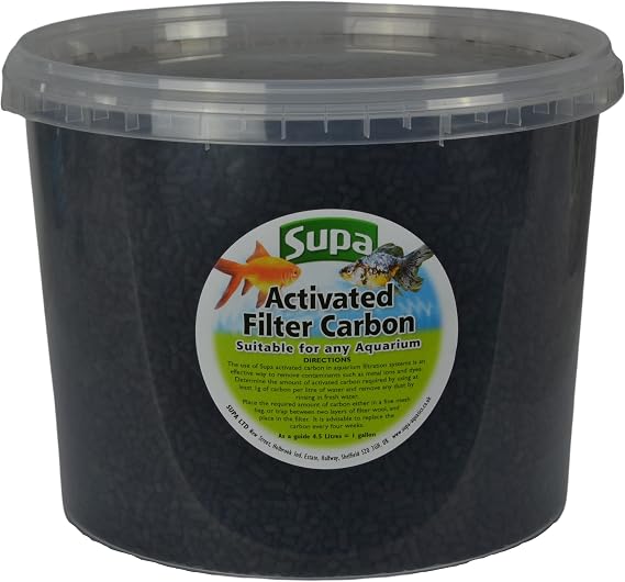 Supa Large Activated Filter Carbon 3 Litre Bucket, Removes Impurities And Odours To Leave Your Aquarium/Fish Tank Or Pond With Crystal Clear Water, Black