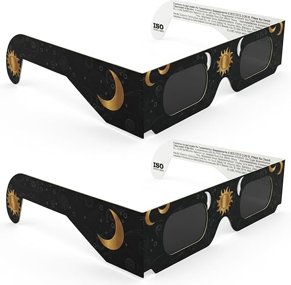Solar Eclipse Glasses 2-Pack Eclipse Shades ISO 12312-2 & CE Certified Solar Viewer Safe Sun Viewing – 12 Aug 2026 (Total in Spain, Partial in UK/FR/DE) for Adults & Kids Paper Frames