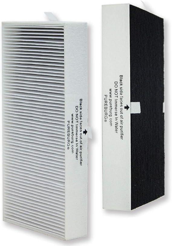 PUREBURG HRF201B True HEPA Replacement Filter Compatible with Honeywell HHT270 HHT270W HHT290 HEPAClean Series Air Purifiers Part HRF201B Type U,H13 Activated carbon 2-IN-1 Air Clean,2-Pack