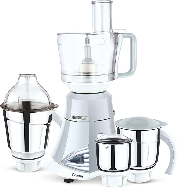 Preethi Titanium 750-Watt Mixer Grinder (Light Grey/White)