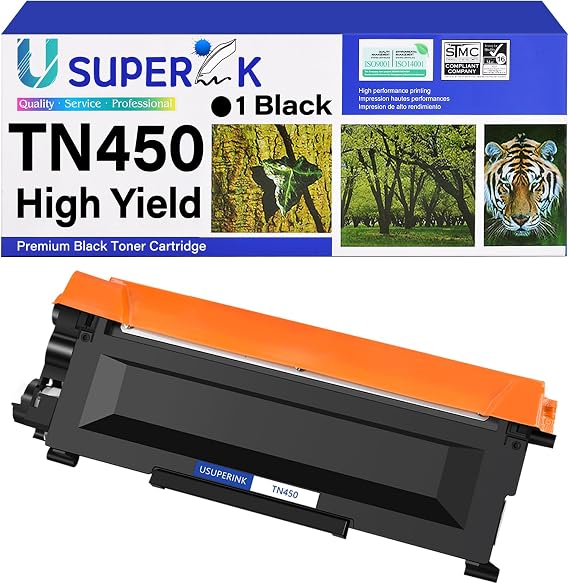 SuperInk TN450 Toner Cartridge Compatible for Brother TN-450 TN420 TN-420 to Use with HL-2270DW HL-2280DW HL-2230 HL-2240 MFC-7360N MFC-7860DW MFC-7460DN DCP-7065DN Printer Black 1 Pack (No Drum)