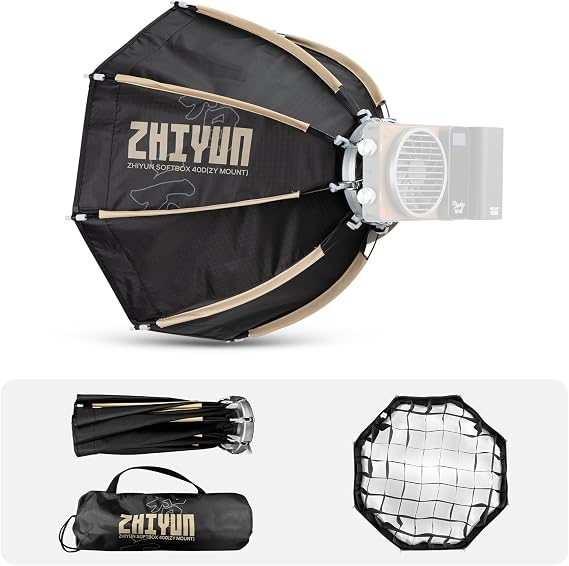 ZHIYUN 14.17inch 40D MINI Octagonal Softbox ZY Mount X100 Serise CX100 G60 | [Official] Quick Folding Quick Set Up with Diffusers/Honeycomb Grid Video Recording Portraits