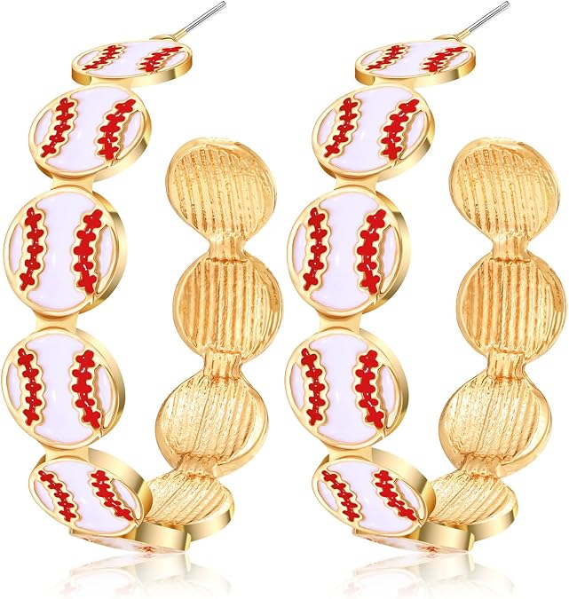 Game Day Earrings for Women Baseball Basketball Soccer Football Hoop Earrings Fashion Sports Jewelry Game Day Outfit Accessories Party Favors Gifts