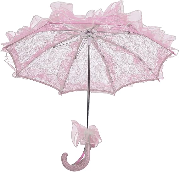 Lace Parasol, Elegant Decorative Bridal Umbrella, Hand Made Wedding Prop (Pink)