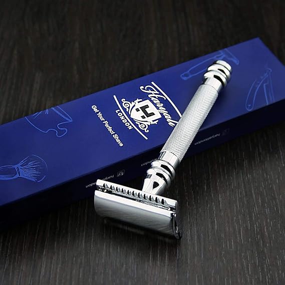 Haryali London Shaver Edge Safety Razor in Stainless Steel Handle for Men and Women. Perfect for deep Shave. Standard Size