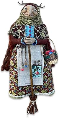 Handmade Kitchen Witch Doll, Witch Doll Hang on Door Decor, Luck Cooking Dolls Kitchen Hanging Decor, Flying Witch Figures on Broomsticks Home Decoration Brown
