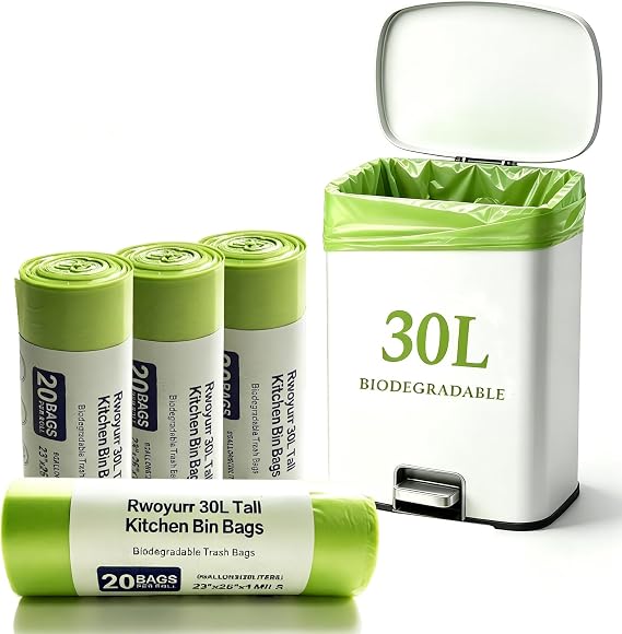 80 x 30L Compostable Bin Liners Thick Biodegradable Food Waste Bags