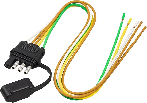 4 Pin 5 Wire Trailer Wiring Harness 18 Inches, 16AWG Pure Copper Wishbond Trailer Light Wiring for Utility Rewiring Both-Side Taillights 4 Way Flat Replacement Plug