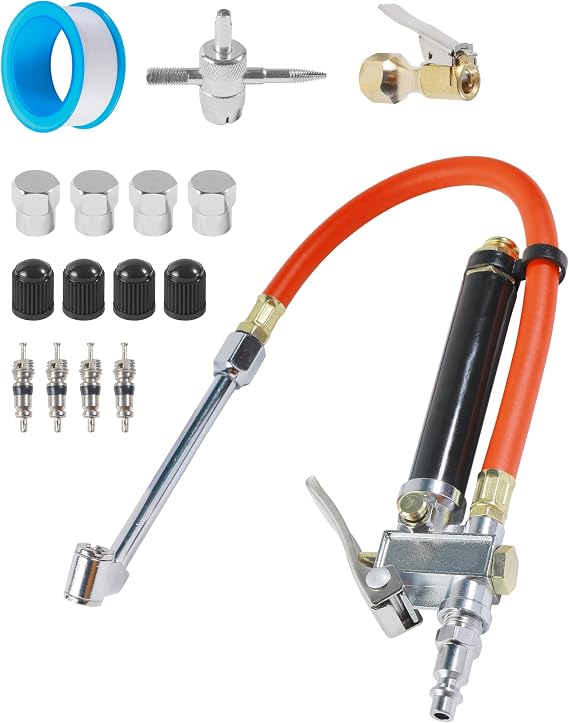 Auto Tire Pressure Gauge,Air Compressor Tire Inflator Attachment,Heavy-Duty 10-120 PSI Tires Inflator with Air Chuck,Can be Used for Cars,Trucks, Vehicles,RVs,SUVs,Motorcycles,and More