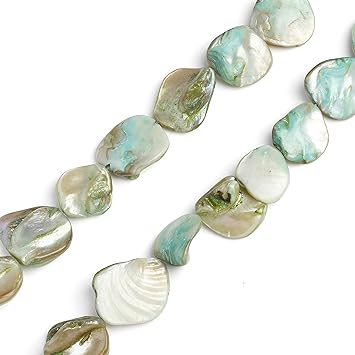 Firstmeet 40Pcs Freeform Irregular Shape Shell Beads Loose Spacer Natural Beads for Necklace Bracelet Jewelry Making(DIY-1015-Ice Green)