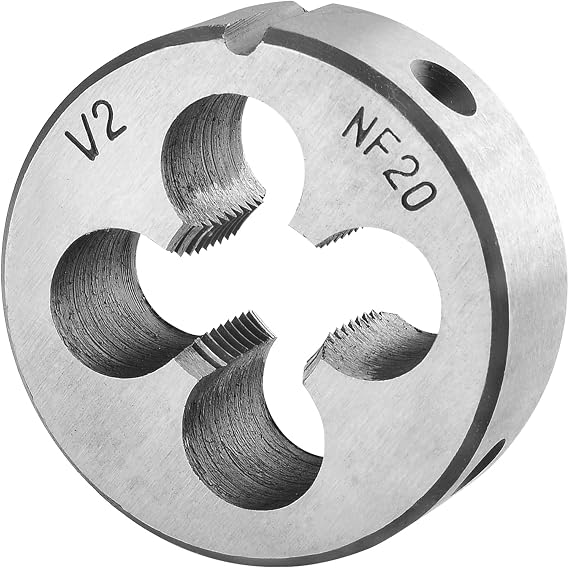 Burkit 1/2"-20 UNF Round Threading Die Right Hand | 1/2 x 20 UNF Right Hand Thread Die, Made of Alloy Tool Steel, Used for Cutting or Repairing External Threads.