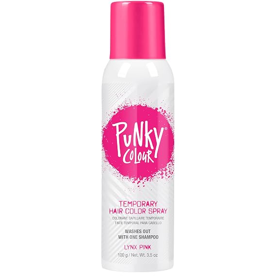 Punky Temporary Hair Color Spray, Lynx Pink - Instant Hair-Dye Mist, Fast Drying Non-Damaging Wash Out Tint for Salon Style Highlights, 3.5 oz