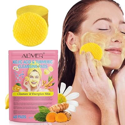 40 pcs Turmeric Cleansing Pads for Dark Spots - Kojic Acid and Turmeric Cleansing Pads - Turmeric Kojic Acid Pads, Pink