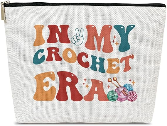 Crochet Gift Makeup Bag, Gifts for Knitters, Lovers, Crocheters, Women Stuff, Women Cosmetic Bag for Purse, In My Crochet Era