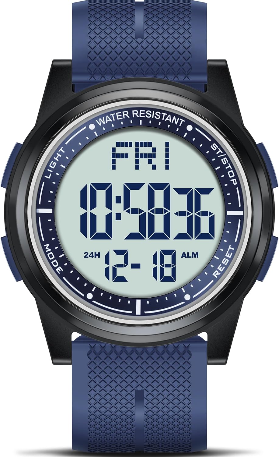 WIFORT Digital Watches Men Women 5 ATM Waterproof Watch with EL Backlight Dual Time Zone Stopwatch Countdown Alarm Clock Ultra Light and Wide Angle Display Digital Watch Unisex
