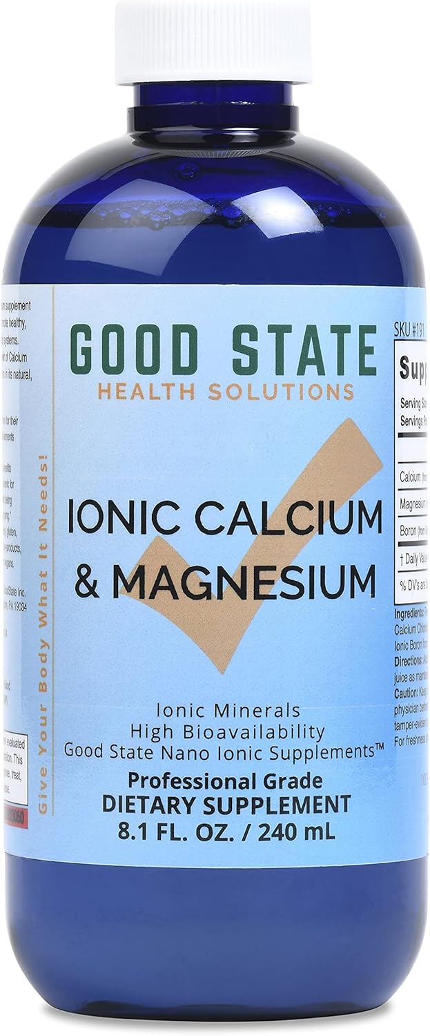 Good State | Ionic Calcium & Magnesium | Natural | Nano Sized Mineral Technology | Professional Grade | Supports Healthy Absorption of Minerals Levels | 48 Servings | 8 Fl oz Bottle