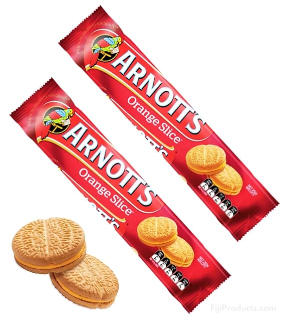 Orange Slice Biscuits (Pack Of 2 x 250g Ea) Delicious Rich, Two crunchy biscuits sandwich a layer of rich orange cream filling, with real orange essence ...