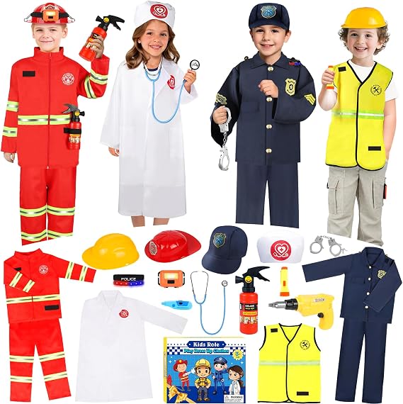 IVENRXIU Kids Dress Up Clothes,4 In 1 Role Play Costumes for kids Ages 38