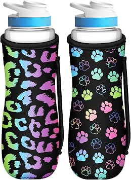 Water Bottle Sleeve for Cirkul 22 oz - 2 Pack Bottles Cover Holder Carrier Bag with Side Handle