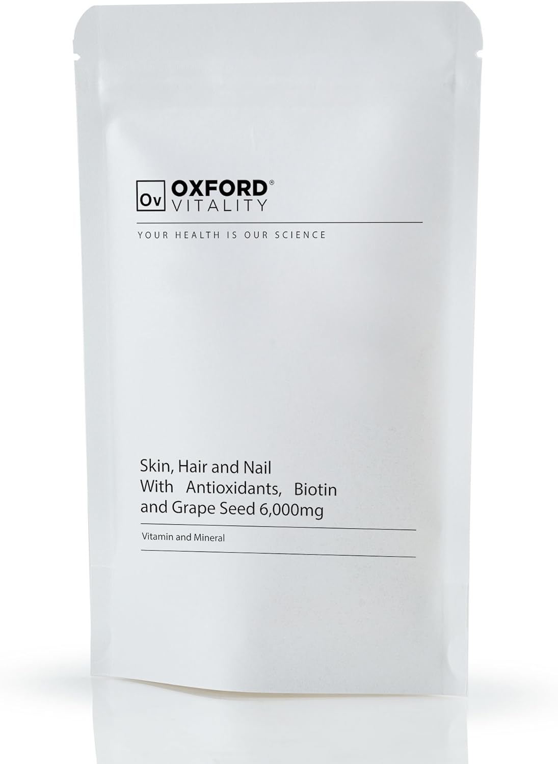 Skin Hair Nails Supplement | Tablets Including Vitamin A, C, E, Selenium, Biotin &amp; Grape Seed | Oxford Vitality 120 Tablet Pack