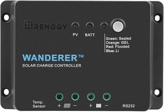 Renogy 12V 30A Wanderer Li PWM Solar Charge Controller for Solar Panels