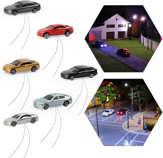 Evemodel 12pcs Head Light Model Car 1:160 Layout N Scale 12V EC150