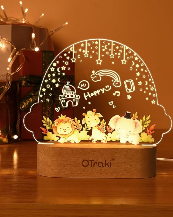 OTraki Night Light with DIY Pattern, LED Toddler Night Light Personalised Toddler Newborn Gifts Warm White Light for Kids Cute Animal Design for Birthday Christmas Bedroom Accessories(Cloud) [Energy Class G]