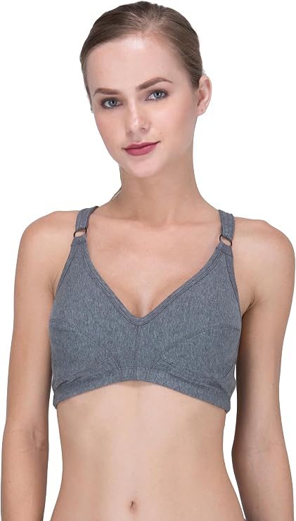 Cottonique Hypoallergenic Organic Cotton Racerback Pullover Bra for Women with Sensitive Skin (Melange Brown)