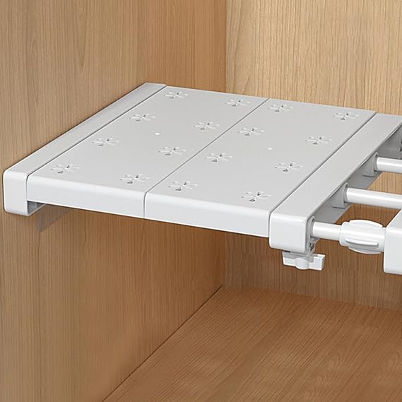2Pcs Closet Tension Shelf Expandable Cupboard Rack 30-40cm Adjustable Cupboard Closet Shelves Metal Storage Rack Wardrobe Divider Tension Shelf Separator for Cabinet Wardrobe Kitchen Bathroom