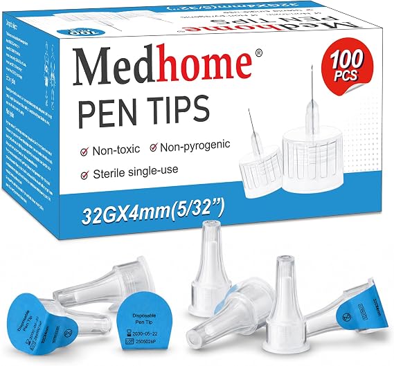 Pen Tips 32G x 4mm, Universal Fit, 100 Count, Sterile, Comfortable