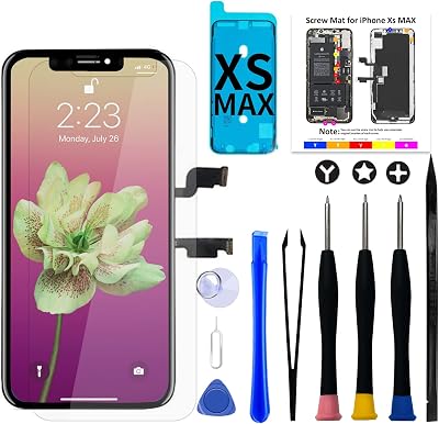 Brinonac for iPhone Xs Max LCD Screen Replacement Kit,6.5 inch Full HD Retina LCD Touch Display Digitizer with Repair Tools,Adhesive and Tempered Glass