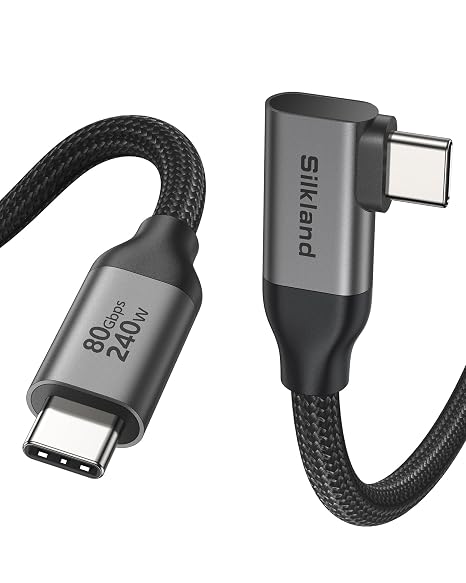 Silkland 80Gbps Right Angle USB 4 Cable for Thunderbolt 5 Cable 1M