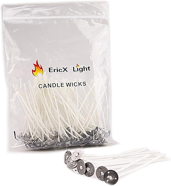 EricX Light 100 Piece Cotton Candle Wick,3.5" Pre-Waxed & Cotton Core,for Candle Making,Candle DIY