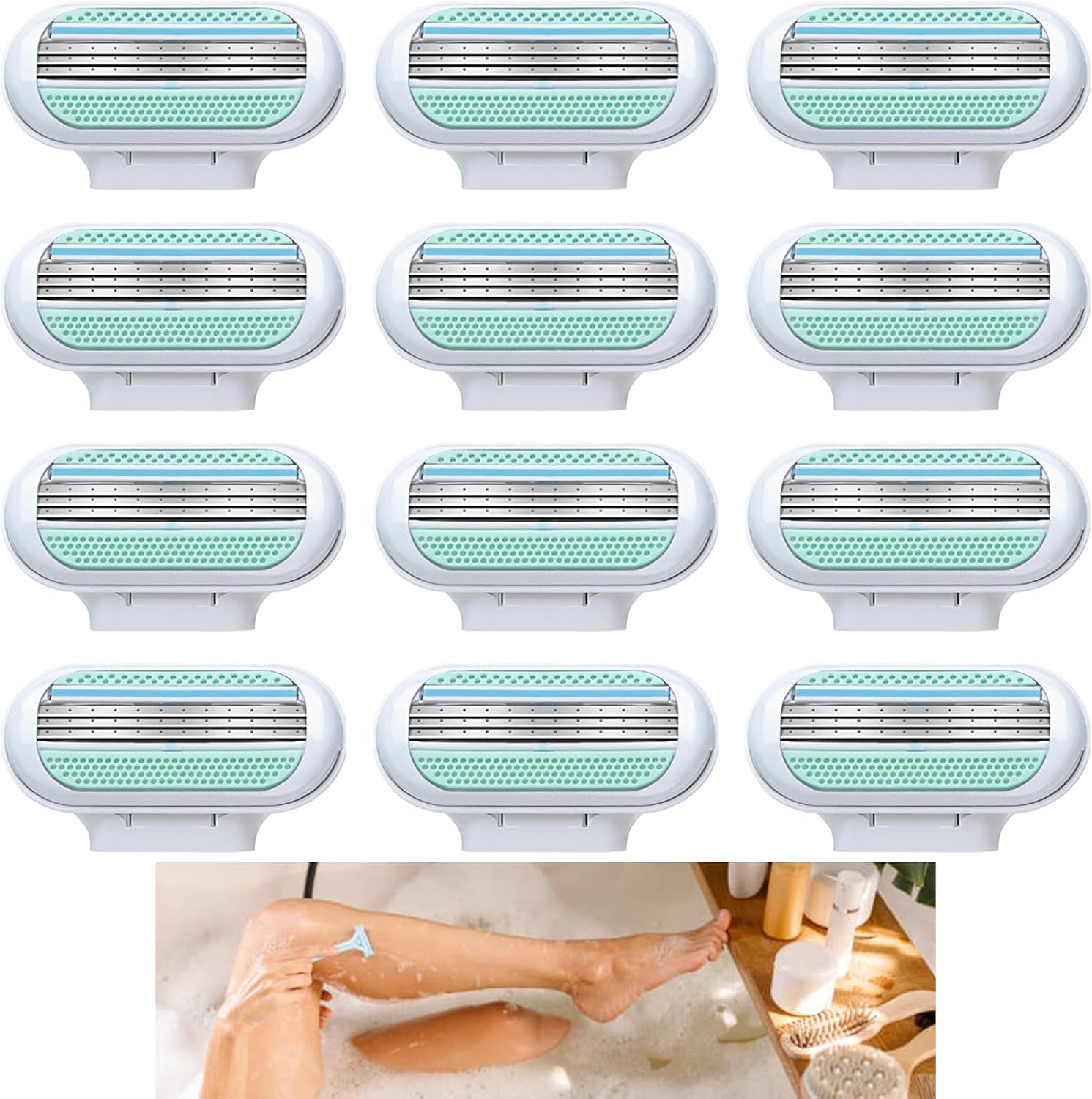 12 PCS Replacement Razor Blades Compatible with Gillette Venus, Extra Smooth Women's Razor Blade Refills, 3 Layer Blade & Pivoting Head, Effortless Glide, Easy to Replace 12 Pcs 12 Pcs