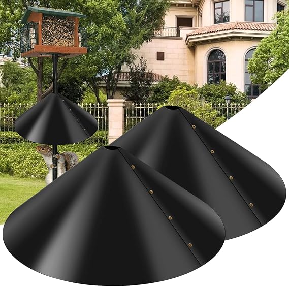 2 Pcs Wrap Around Squirrel Baffle Set 18inch Protective Bird House Guard Universal Squirrel Proof Baffle Reusable Hanging Bird Feeders Bird Feed Guard with Accessories for Bird Feeder Pole