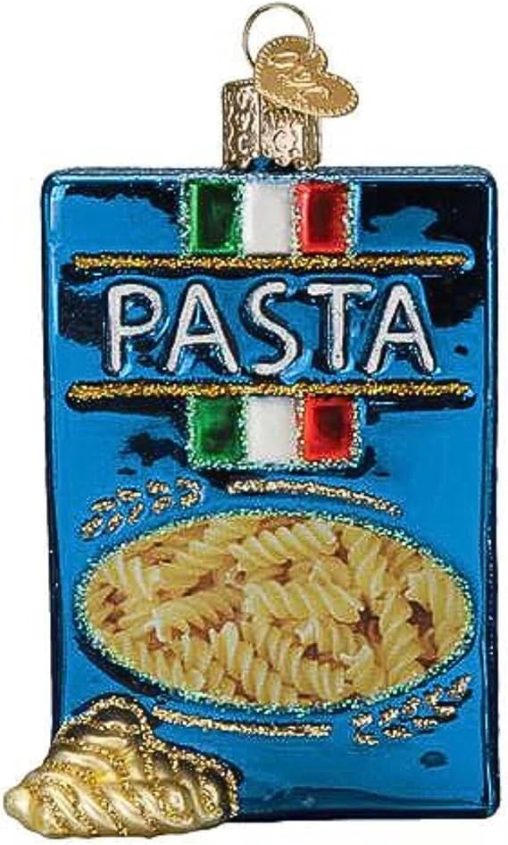 Old World Christmas Box of Pasta Glass Blown Ornament for Christmas Tree, Handcrafted Holiday Decoration, Food Collection
