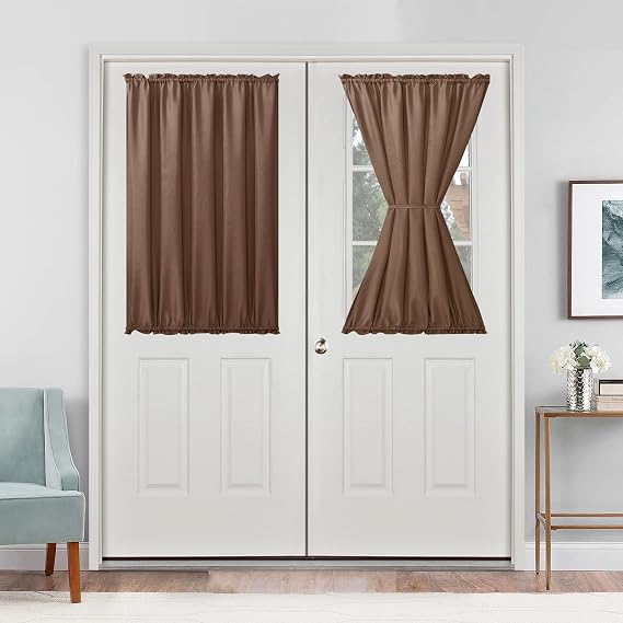 Hiasan French Door Curtains Privacy, Tan, 52W x 40L, 1 Panel