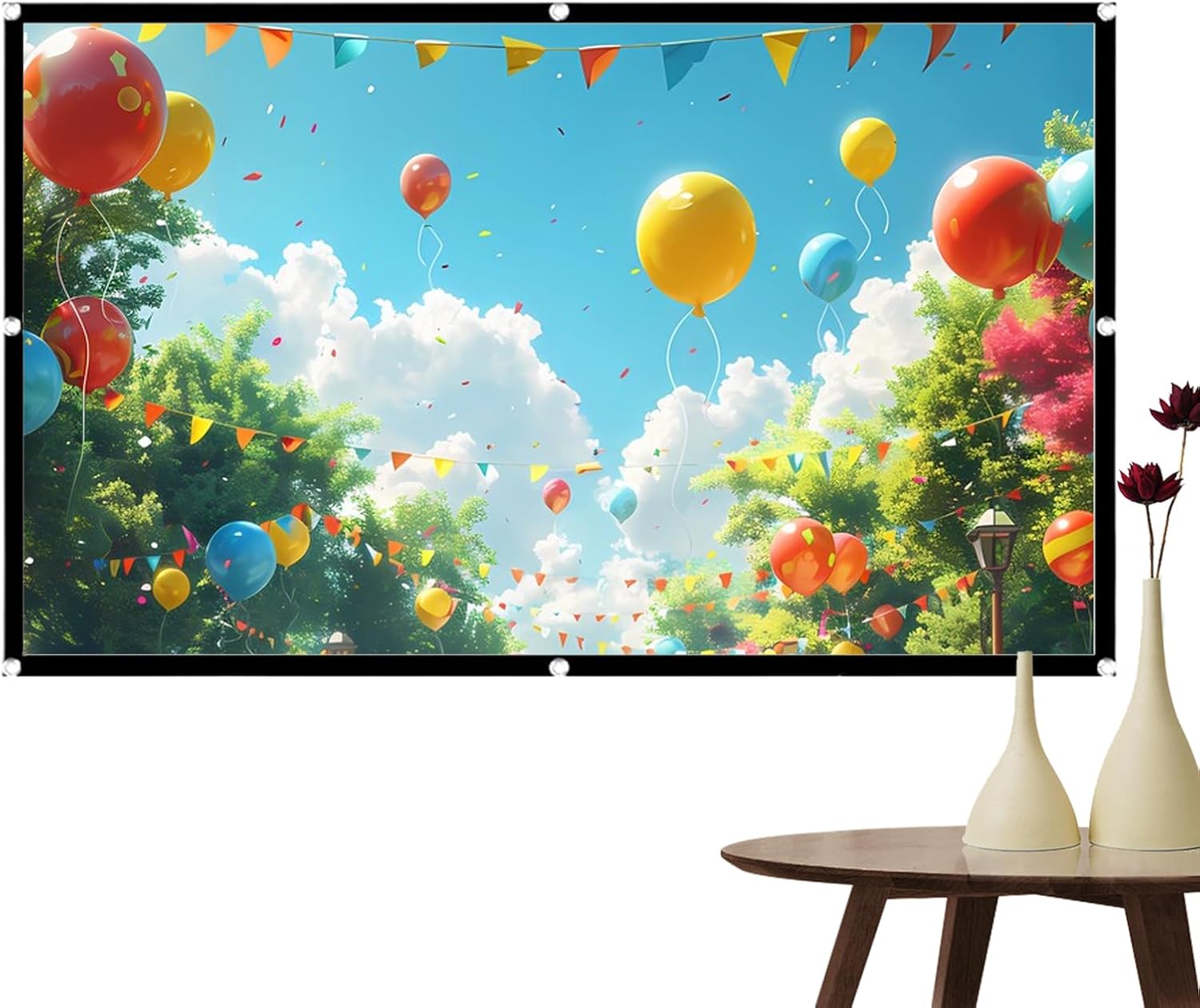 Projector Screen - Foldable Hd Projection, Indoor Outdoor Movie Display, Free White Fabric, Easy Wall Mount Setup, Home Theater Viewing Gear, 100 Inch 16:9 Ratio